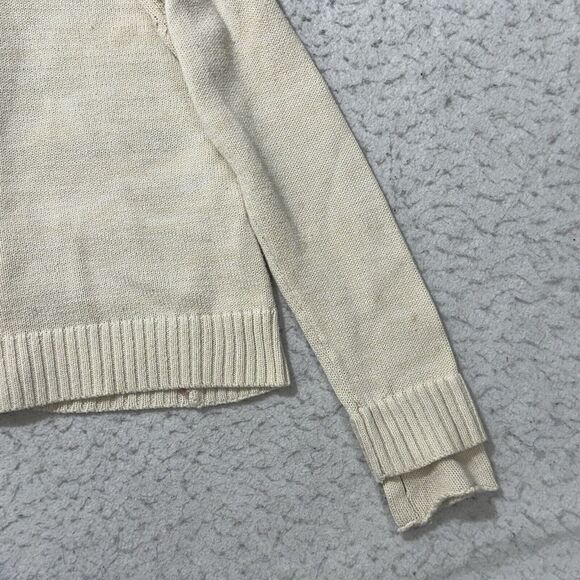 Roxy Girl 6X Button Down Hoodie Sweater Beige Striped Knit Boho Sweatshirt - Picture 14 of 16